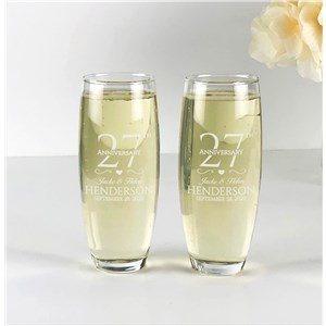 Engraved Anniversary Flutes | Personalized Anniversary Party Glassware