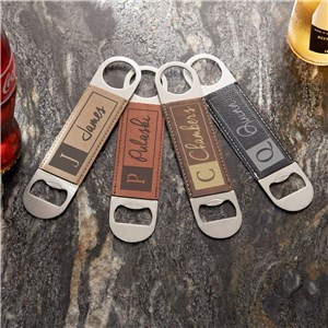 Block Initial Personalized Leather Bottle Opener | Custom Bottle Openers