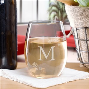 Engraved Dashing Through The Snow Stemless Wine Glass | Personalized Stemless Wine Glasses