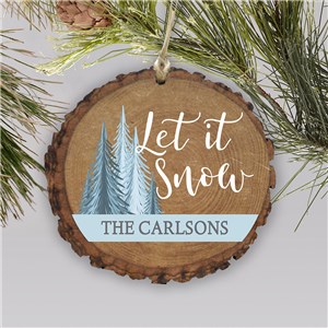 Let It Snow Wood Ornament | Personalized Let It Snow Rustic Ornament