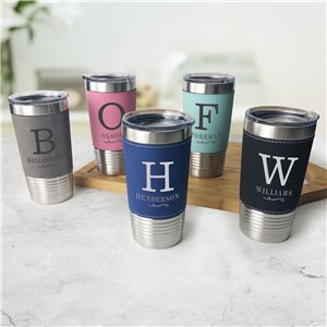 Engraved Leather Wrapped Tumbler | Personalized Faux Leather Tumbler