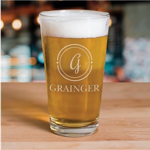 Personalized Barware | Engraved Circle Initial Bar Glass