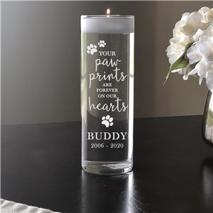 Personalized Pet Memorial Vase | Glass Floating Candle Pet Memorial