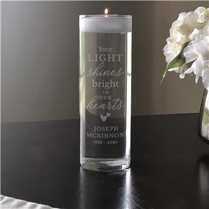 Personalized Memorial Vase | Love Shines Bright Memorial Candle