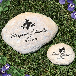 Personalized Garden Stones | Cross And Name Memorial Stone