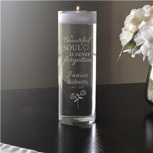 Rose Engraved Memorial Vase | Floating Candle Vase Memorial