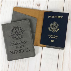 Faux Leather Passport Holder | Compass Adventure Personalized Passport Holder