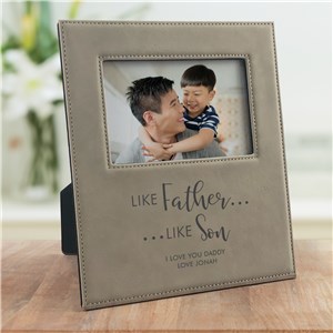 Engraved Like Father Like Son Leather Frame