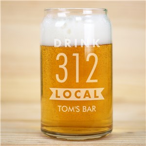 Engraved Banner Drink Local Beer Can Glass