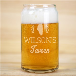 Engraved Tavern Beer Can Glass