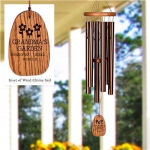 Engraved Grandma's Garden with Flowers Wind Chime