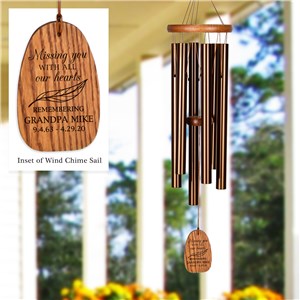 Engraved Missing You Feather Wind Chime L16995306