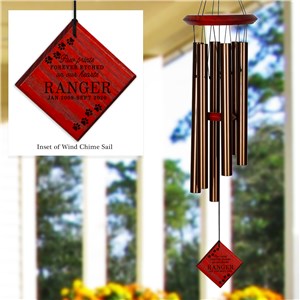 Engraved Memorial Paw Prints Diamond Wind Chime