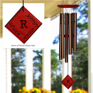 Engraved Offset Vines Diamond Wind Chime