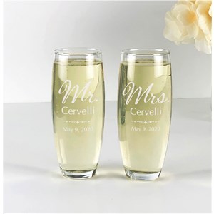 Personalized Toasting Flutes | Engraved Wedded Couple Glasses