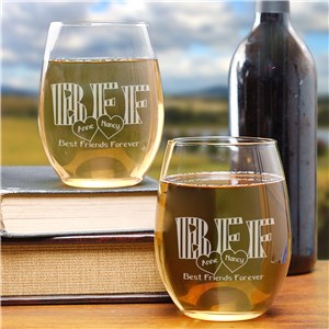 Engraved BFF Wine Glass Set L274495S2