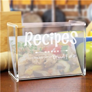 Engraved Kitchen Recipe Acrylic Recipe Box | Recipe Card Box