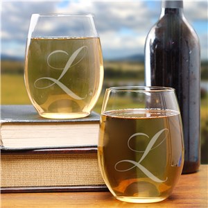 Couples Engraved Stemless Wine Glass Set | Romantic Home