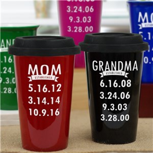 Personalized Mom Established Travel Mug | Mothers Day Coffee Mug