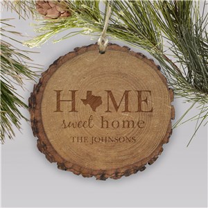 Personalized Home Sweet Home Rustic Wood Ornament | Personalized Christmas Ornaments