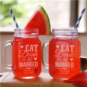 Eat, Drink & Be Married Mason Jar Set | Personalized Wedding Gifts