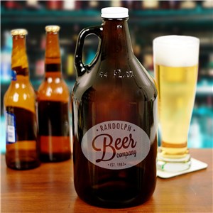 Engraved Beer Growler | Amber Beer Bottle With Custom Name and Year