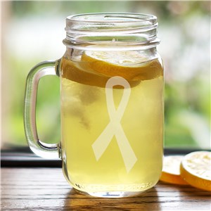 Engraved Awareness Ribbon Mason Jar L793771