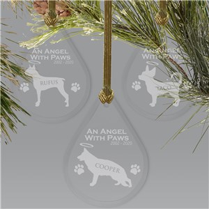 Engraved Dog Memorial Tear Drop Ornament | Pet Memorial Ornament