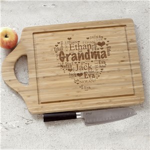 Engraved Grandma's Heart Word-Art Cutting Board | Personalized Gifts for Grandma