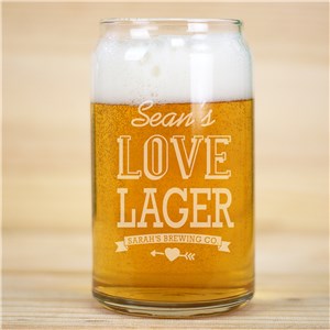 Engraved Couple's Beer Can Glass | Personalized Valentine Gifts For Him