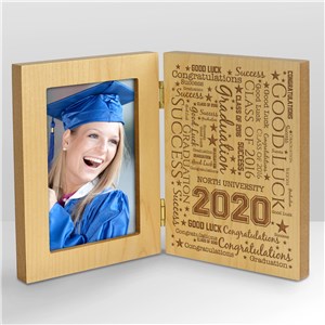 Graduation Word-Art Hinged Wood Frame | Personalized Graduation Picture Frames