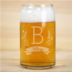 Engraved Family Initial Beer Can Glass | Father's Day Gift