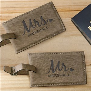 Engraved Mr. & Mrs. Leather Luggage Tag L9442120