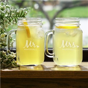 Engraved Mr. & Mrs. Mason Jar Set | Personalized Couple Gifts