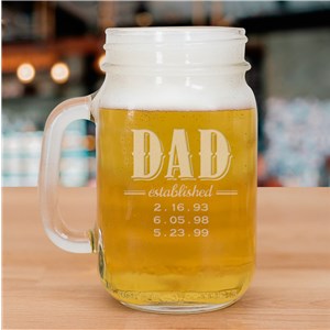 Engraved Dad Mason Jar | Personalized Father's Day Gifts