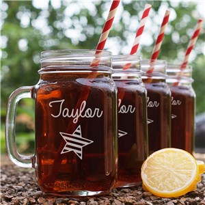 Engraved Star And Stripes Mason Jar Set L953371S