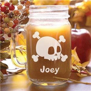 Engraved Halloween Skull Mason Jar L968071