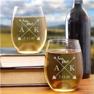 Engraved True Love Stemless Wine Glass Set | Romantic Home