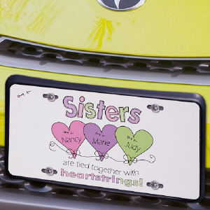 Heart Strings Sisters License Plate | Personalized Sister Gifts