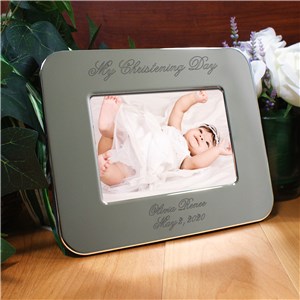 Engraved Christening Day Silver Picture Frame | Personalized Christening Frames