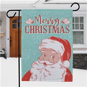 Retro Santa Garden Flag | Blue and Red Vintage Christmas Flag