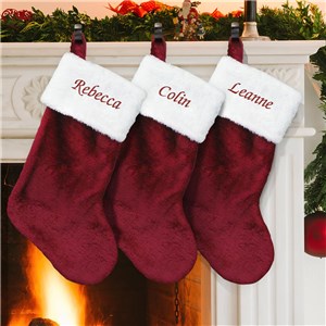 Embroidered Burgundy Plush Stocking S105719