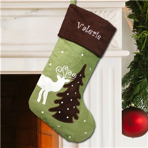 Embroidered Suede Reindeer Stocking | Personalized Christmas Stockings