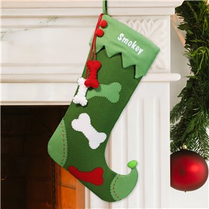 Embroidered Pet Chrismtas Stocking - Dog Bone Design S57089