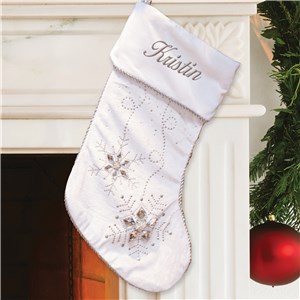 Personalized Jeweled Gray Christmas Stocking | Personalized Stockings