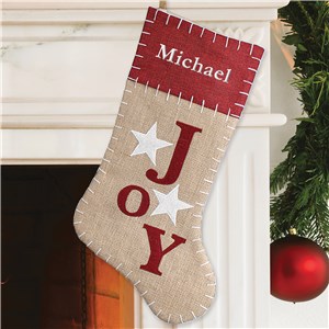 Embroidered Joy Christmas Stocking | Personalized Christmas Stockings