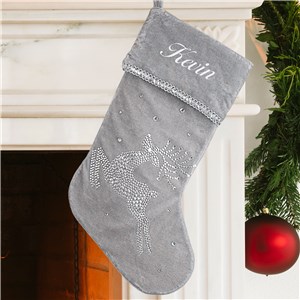 Embroidered Jeweled Reindeer Stocking | Personalized Christmas Stockings