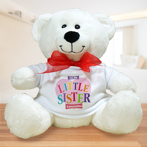 Personalized Heart Plush Big Sister Teddy Bear | Big Sister Gifts