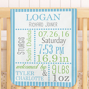 Personalized Birth Announcement Baby Blanket | Unique Baby Shower Gifts