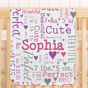 Personalized Baby Word-Art Throw Blanket | Personalized Baby Blankets